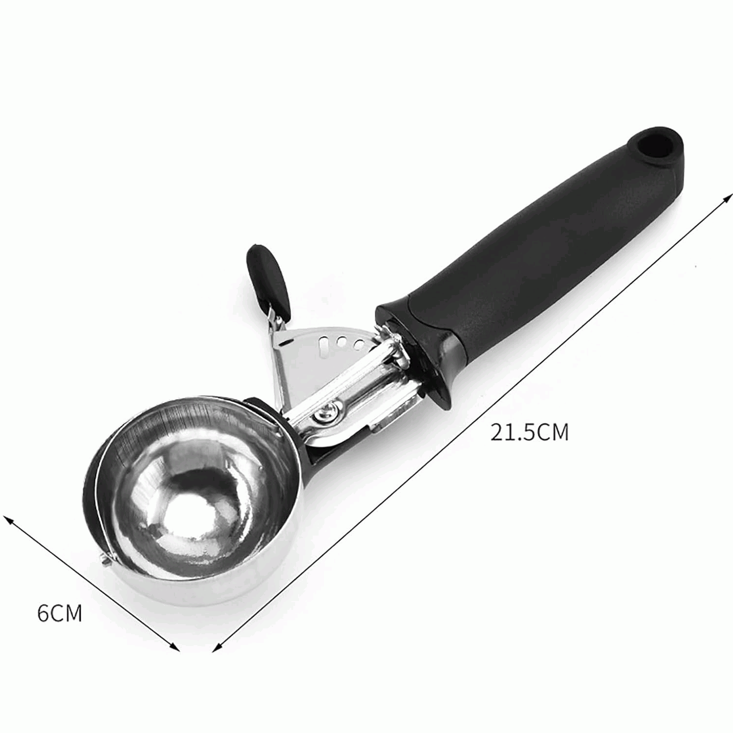 Cuchara para helado con gatillo de acero inoxidable 6 cm - imagen 6