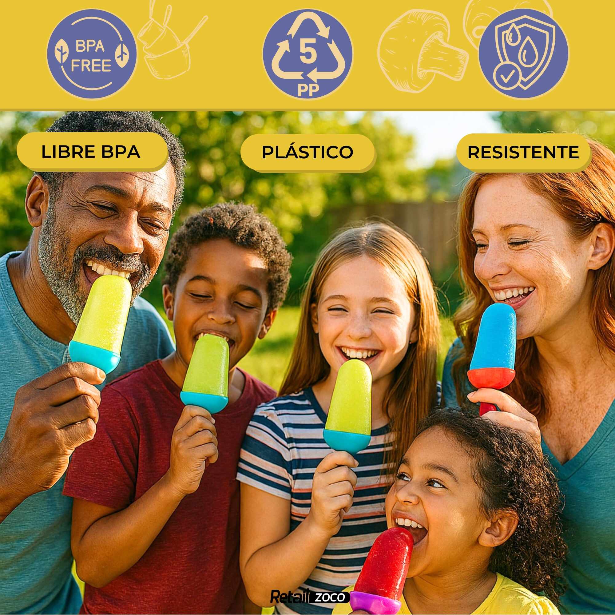 Molde Para 4 Helados Silicona incluye 50 palos - imagen 2