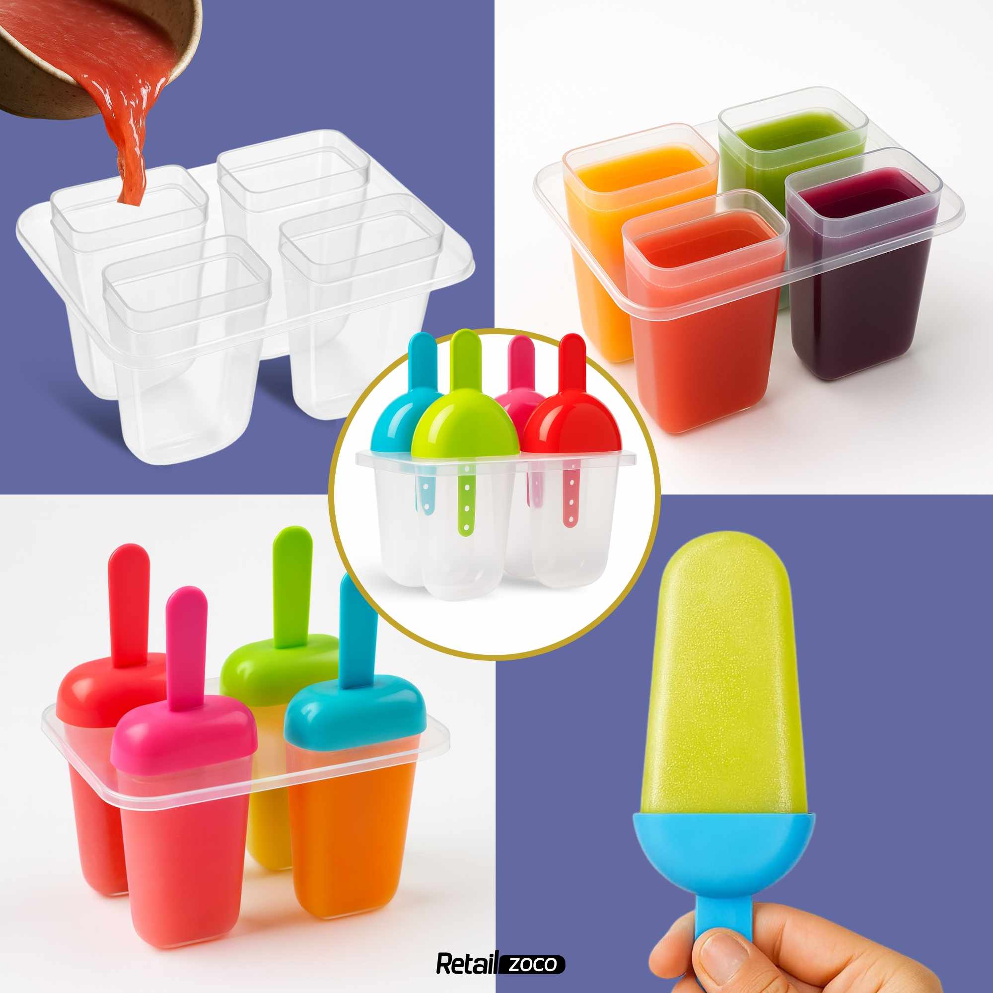 Molde Para 4 Helados Silicona incluye 50 palos - imagen 3