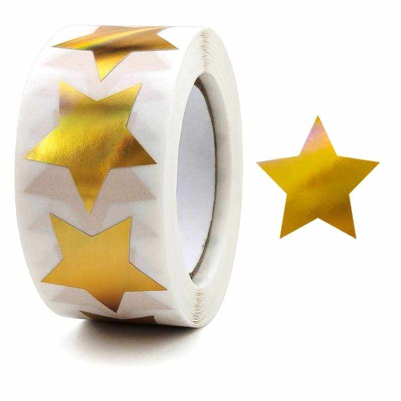 Rollo pegatinas de estrellas doradas 2.5 cm 500 unidades
