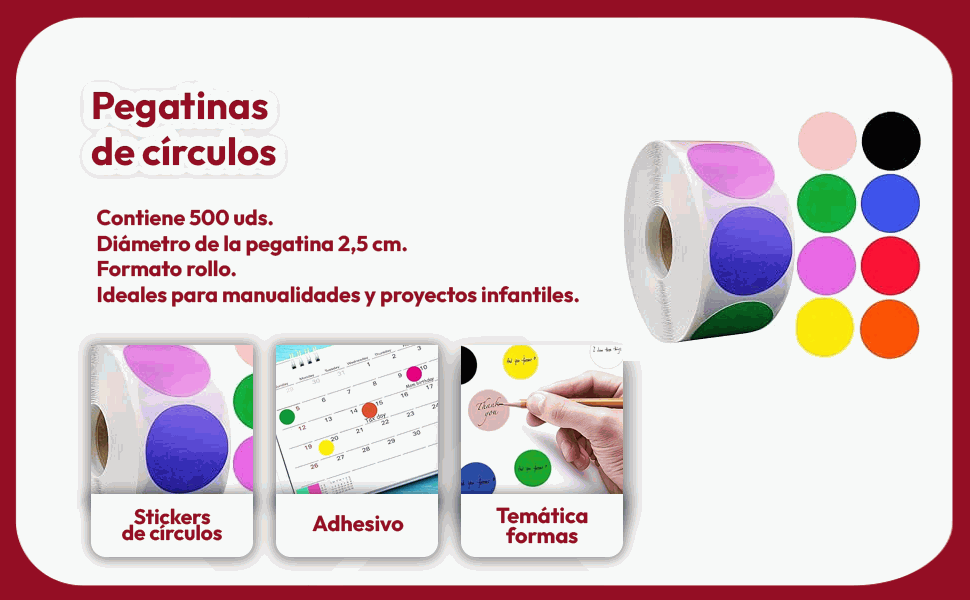 Banner - Rollo pegatinas de circulos 2.5 cm 500 unidades