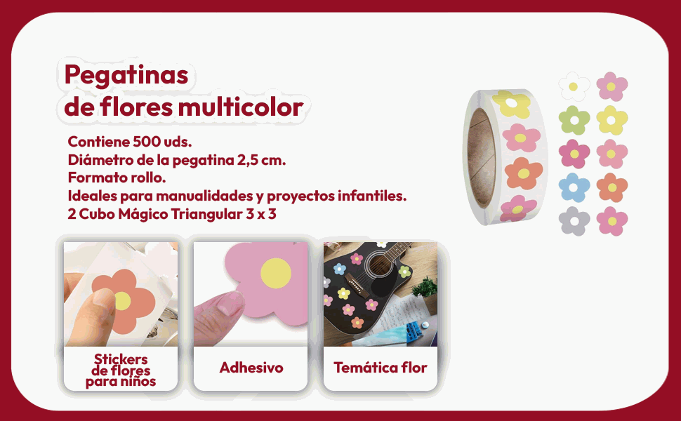 Banner - Rollo pegatinas de flores 2.5 cm 500 unidades