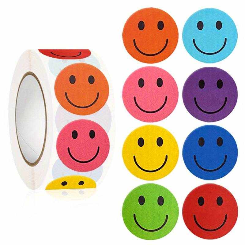 Rollo pegatinas de caras felices 2.5 cm 500 unidades - imagen 1