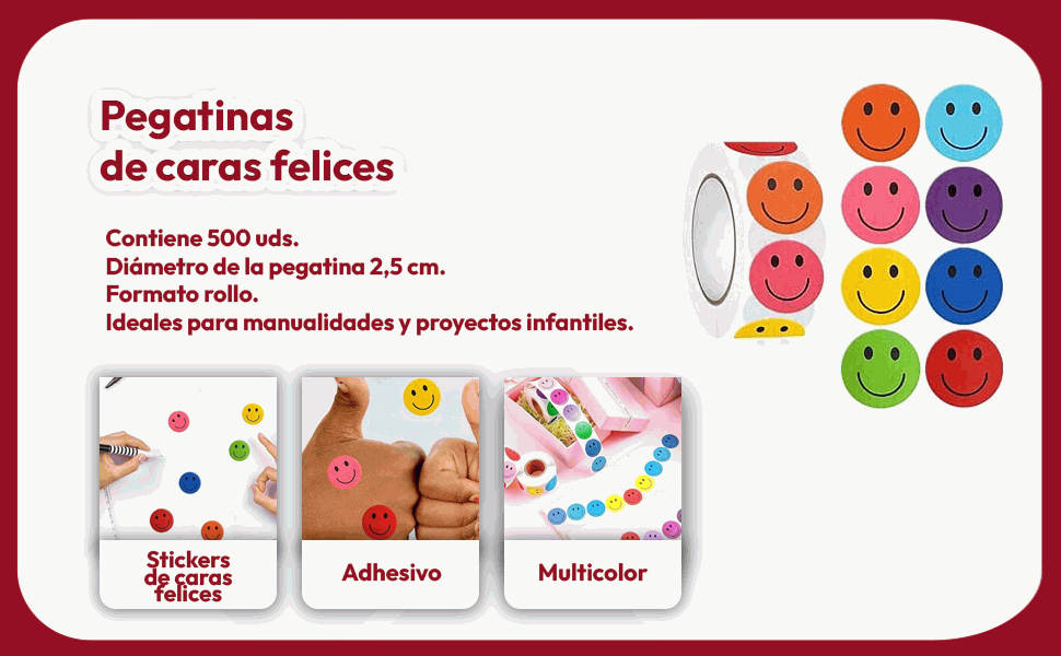 Banner - Rollo pegatinas de caras felices 2.5 cm 500 unidades