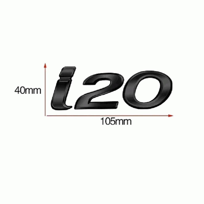 Emblema adhesivo metálico i20 Compatible Con Hyundai Negro brillo - imagen 3