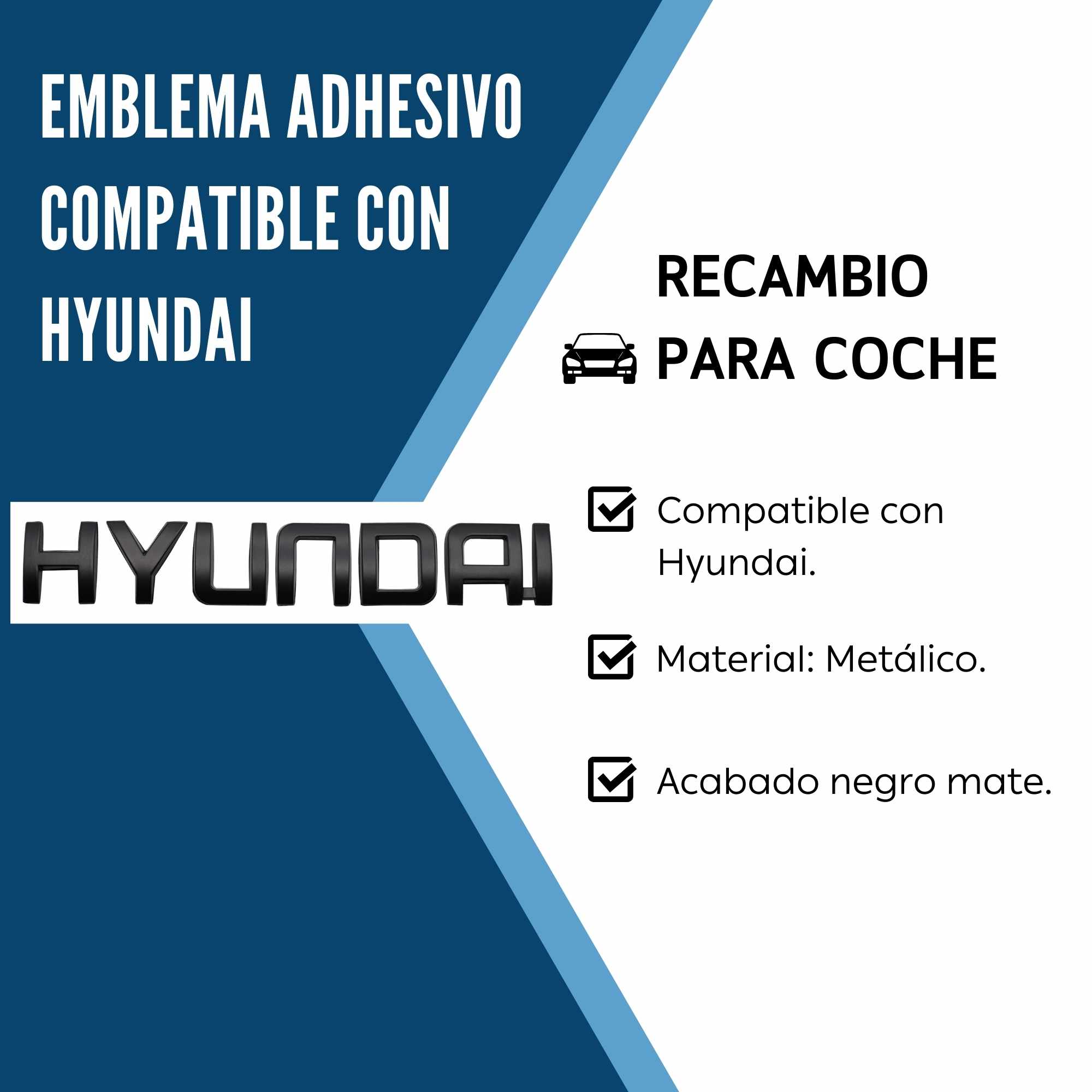 Emblema adhesivo de letras compatible con Hyundai negro mate 160 x 25 mm - imagen 2