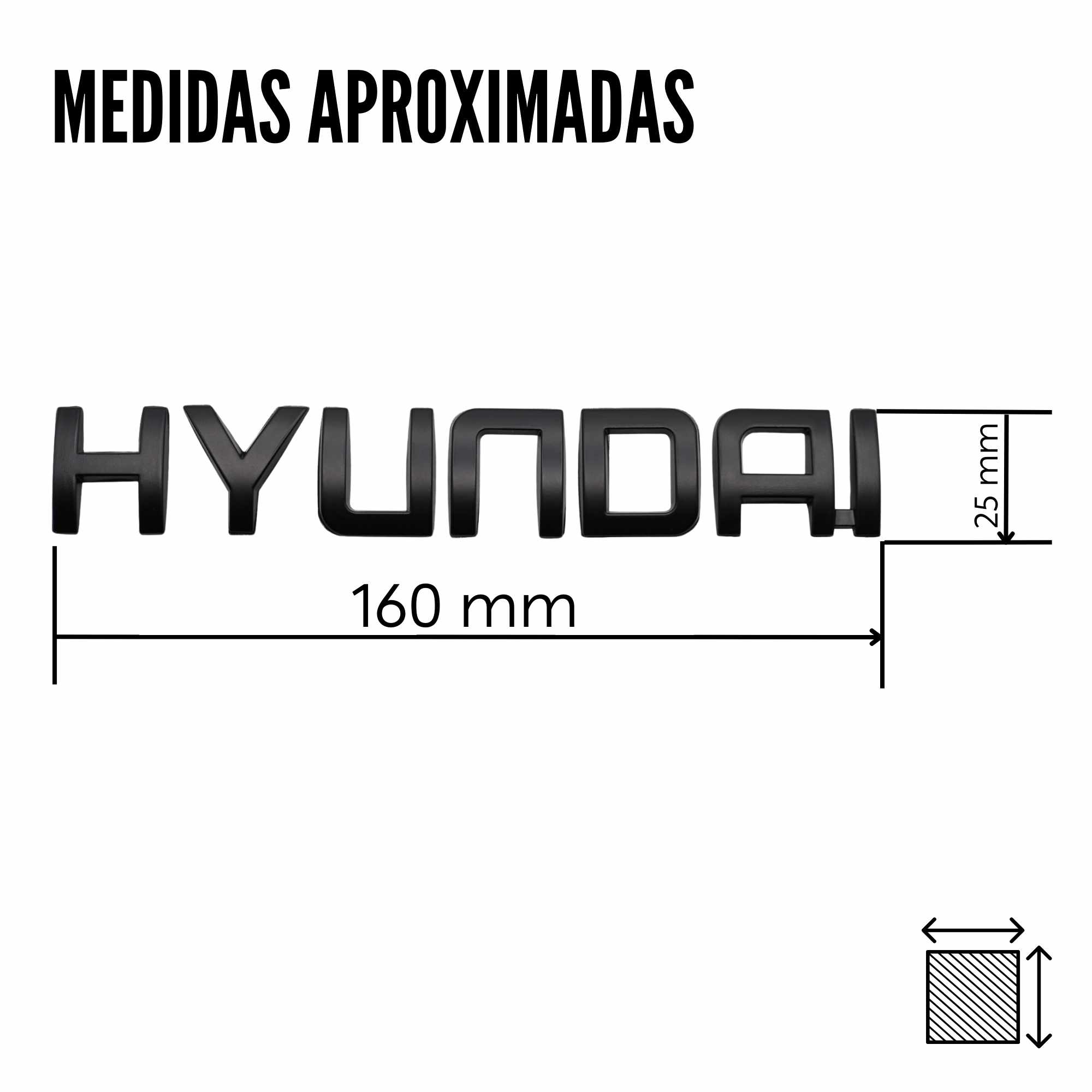 Emblema adhesivo de letras compatible con Hyundai negro mate 160 x 25 mm - imagen 3
