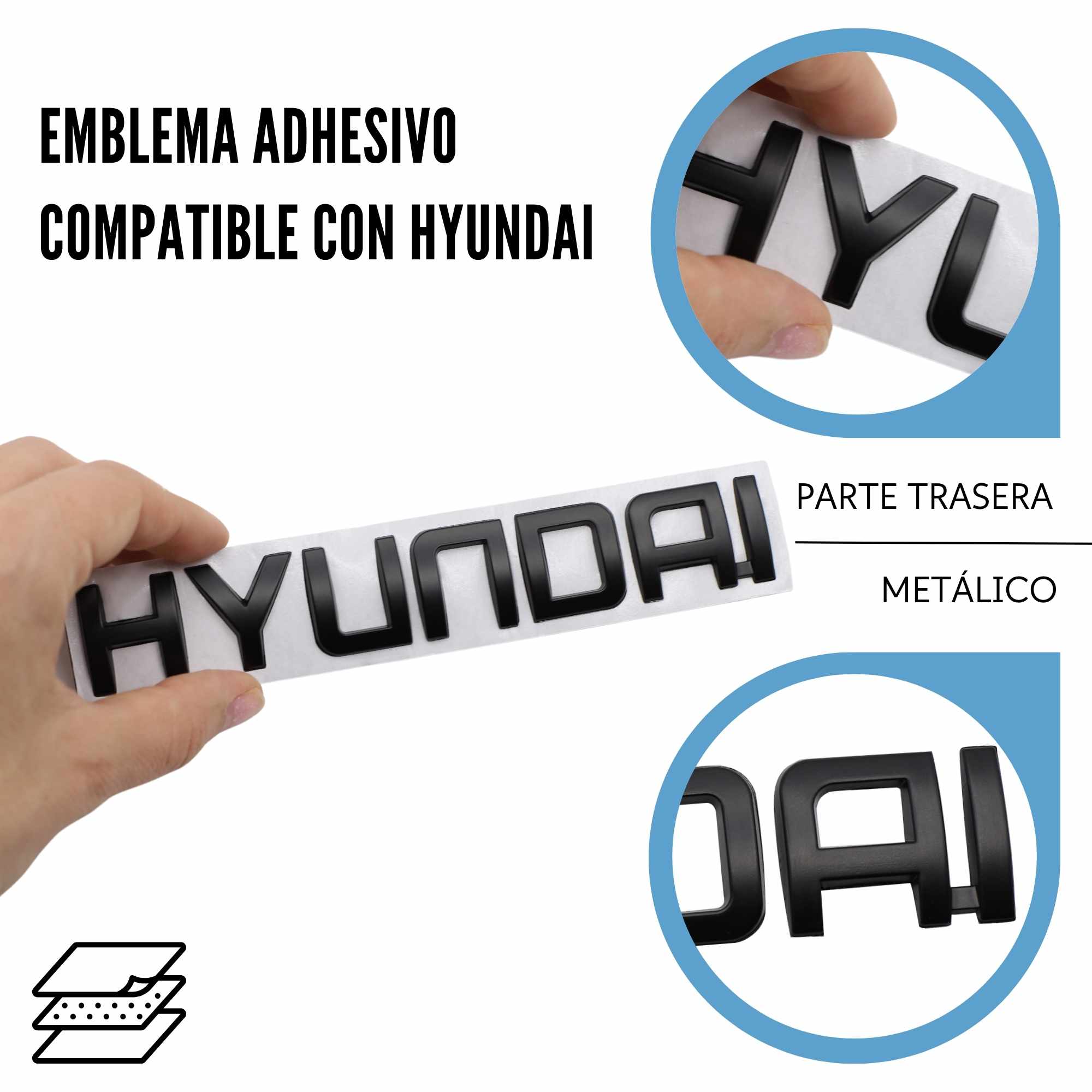 Emblema adhesivo de letras compatible con Hyundai negro mate 160 x 25 mm - imagen 5