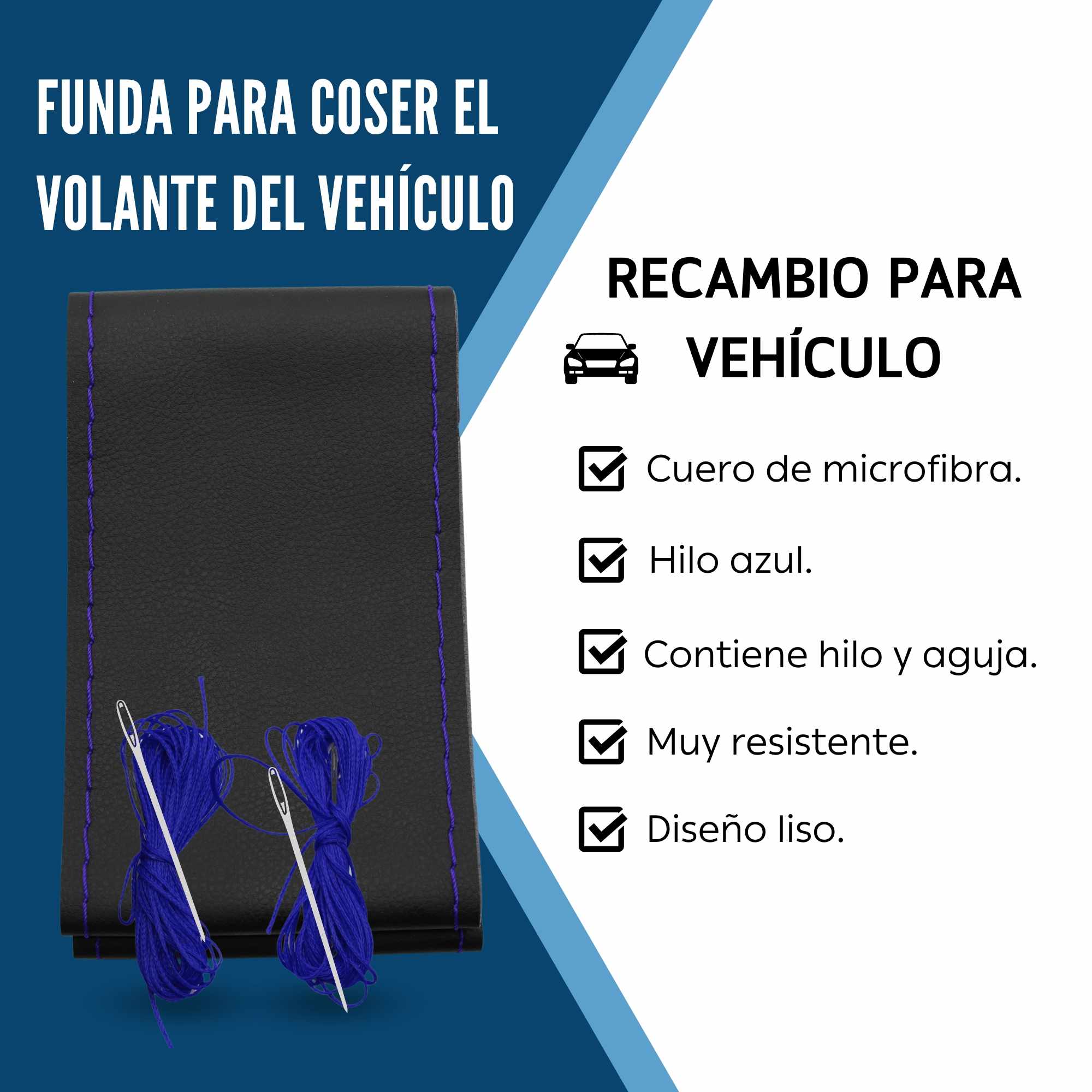 Funda para volante lisa con Agujas e hilo azul - imagen 2