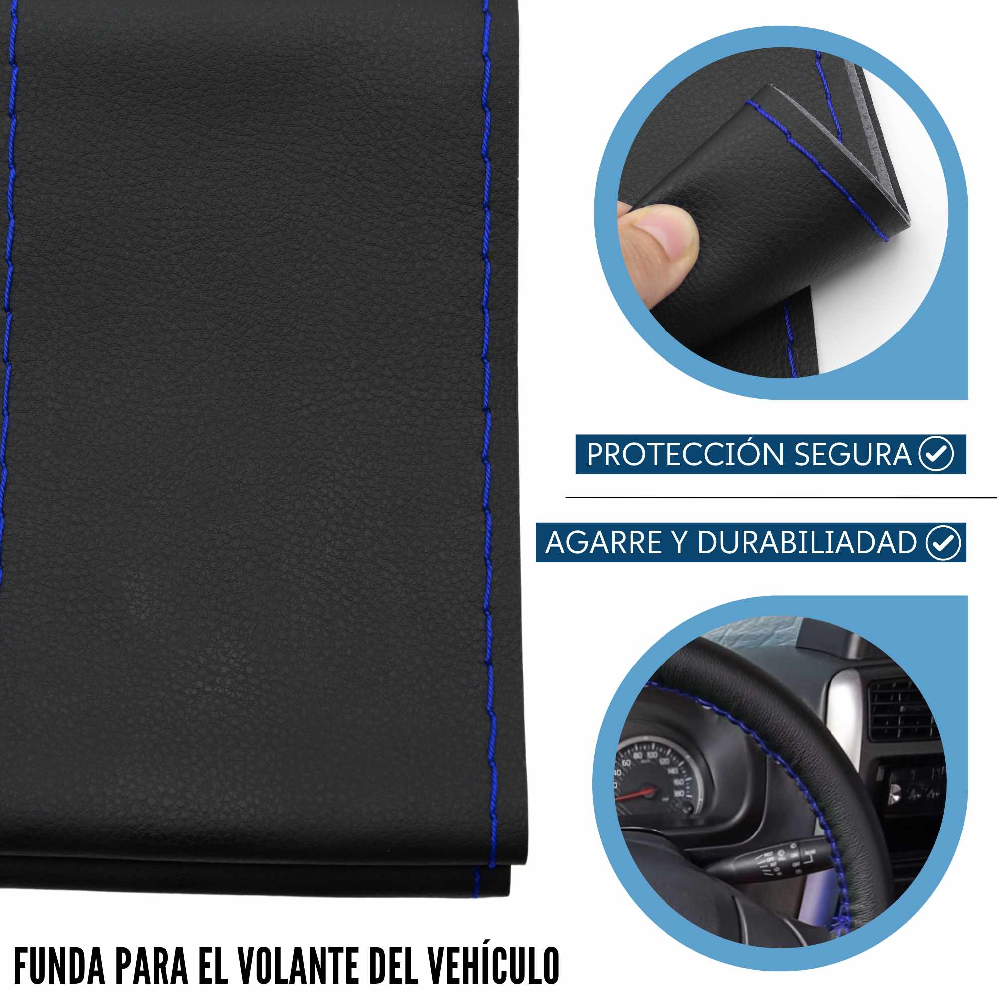 Funda para volante lisa con Agujas e hilo azul - imagen 3