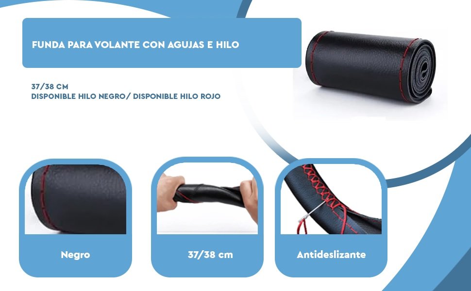 Banner - Funda para volante lisa con Agujas e hilo azul