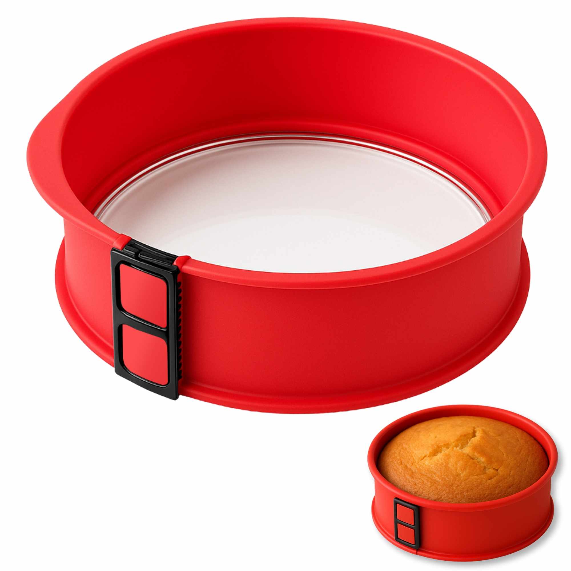 Molde Desmontable De Silicona Para Bizcochos Rojo 22 Cm