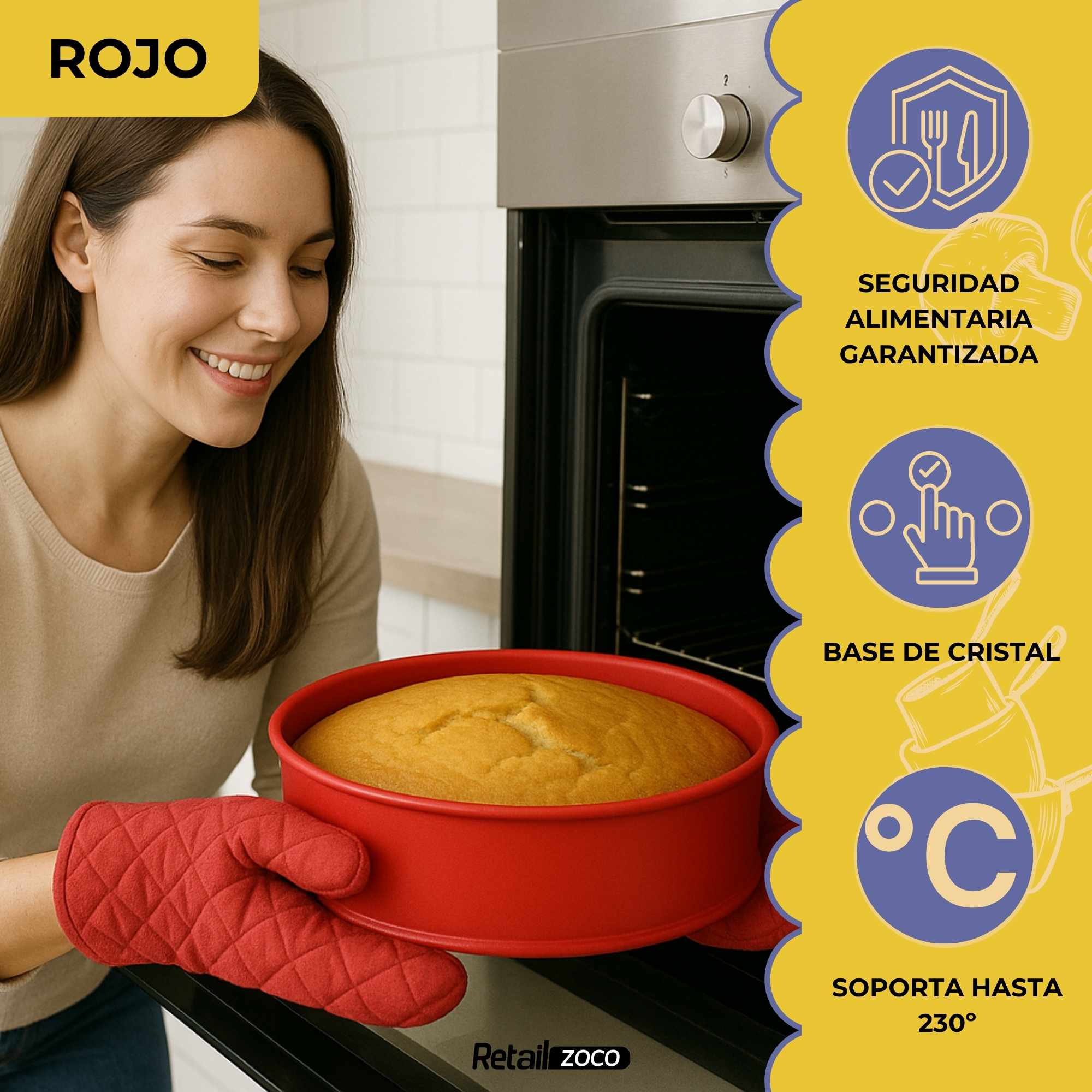 Molde Desmontable de Silicona para Bizcochos rojo 22 cm - imagen 3