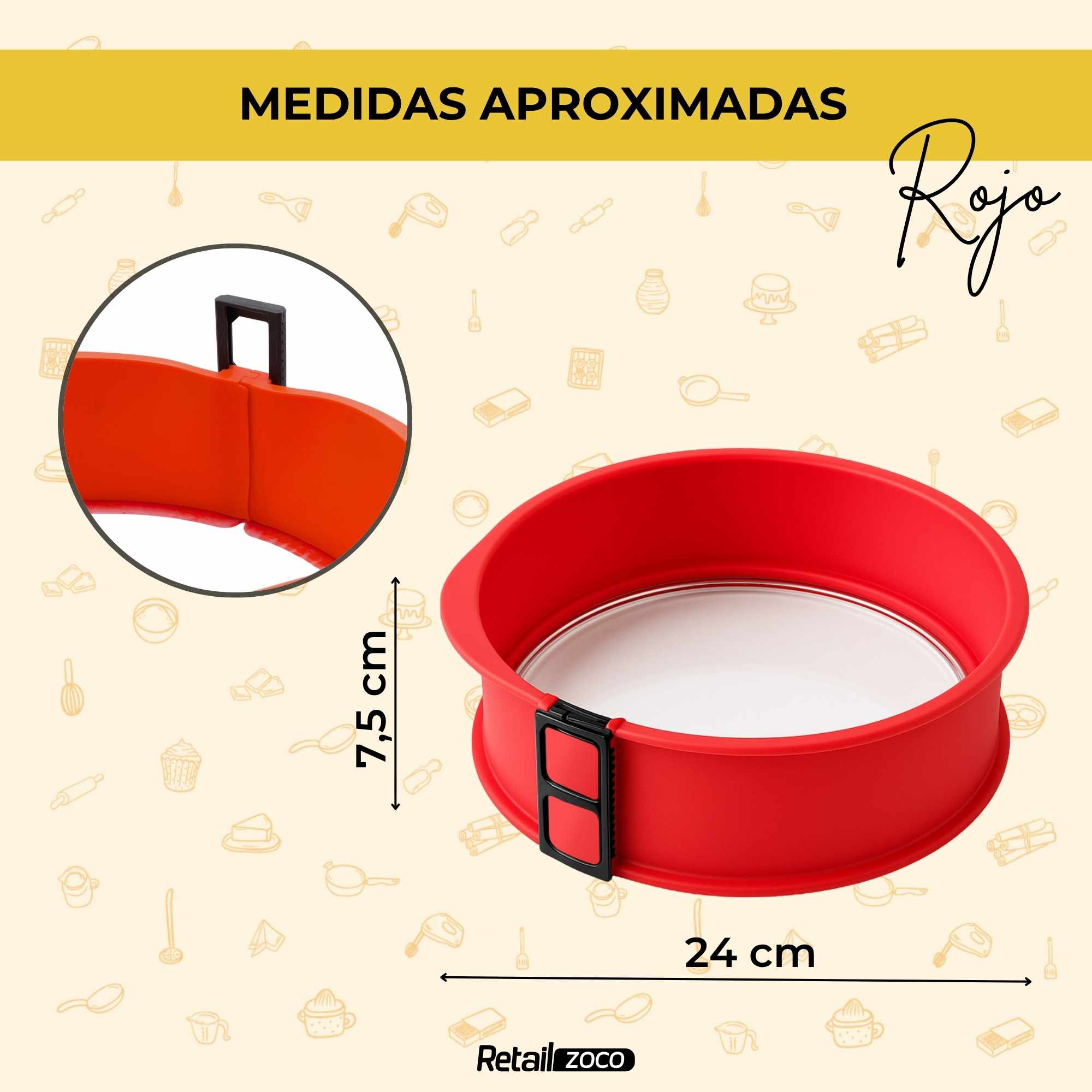 Molde Desmontable de Silicona para Bizcochos rojo 22 cm - imagen 5