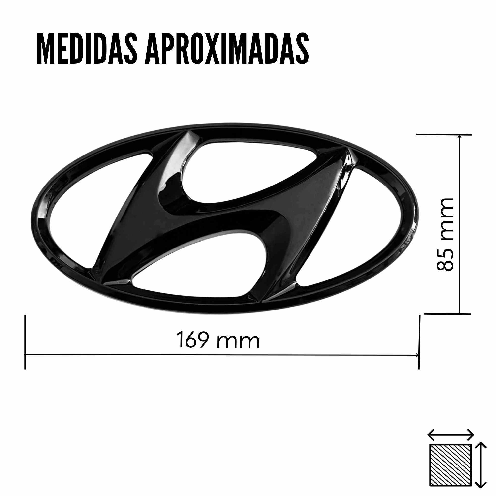 Emblema Adhesivo 2 Pin Maletero Compatible Con Hyundai 169 mm Negro Brillo - imagen 5