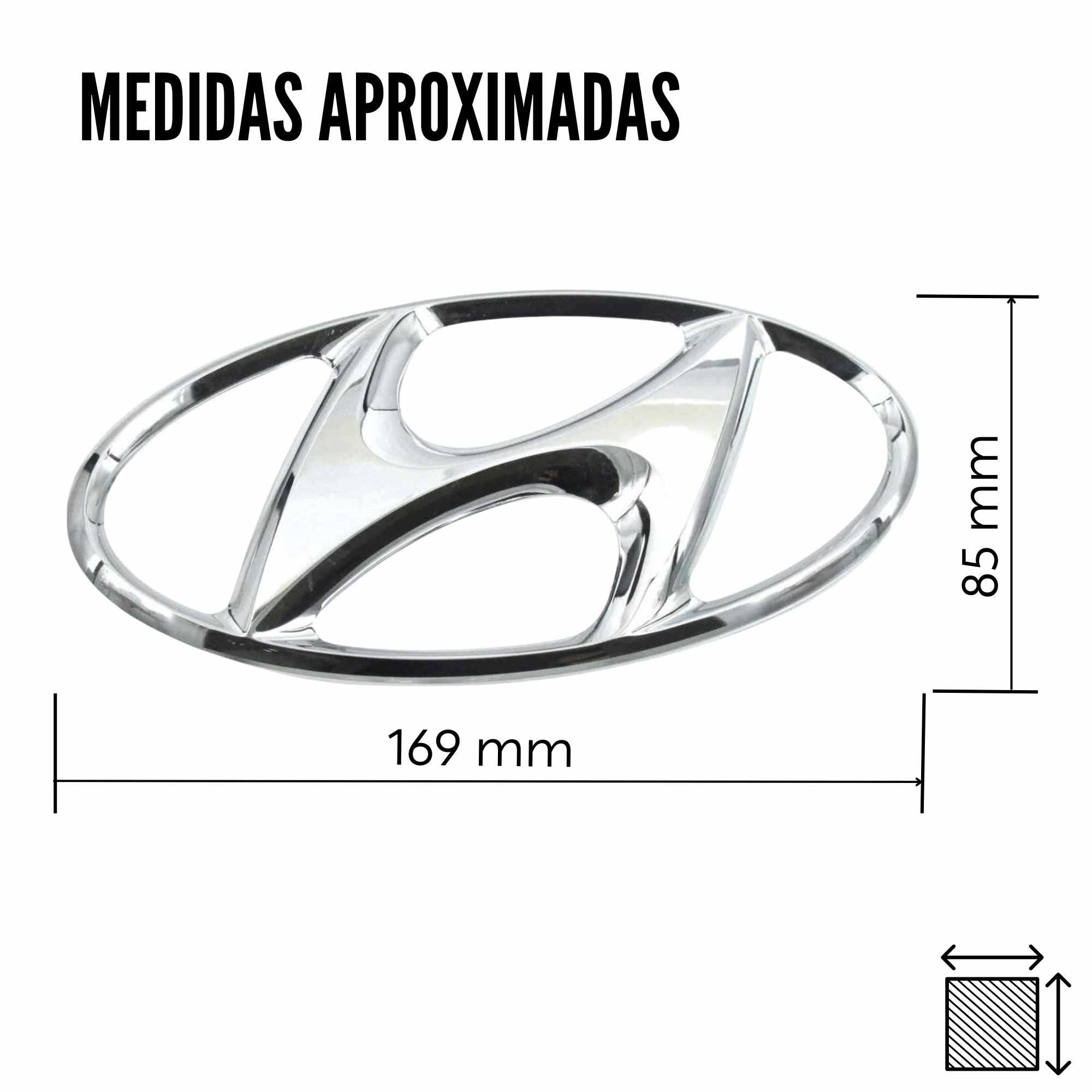 Emblema Adhesivo 2 Pin Maletero Compatible Con Hyundai 169 mm Plateado Brillo - imagen 5