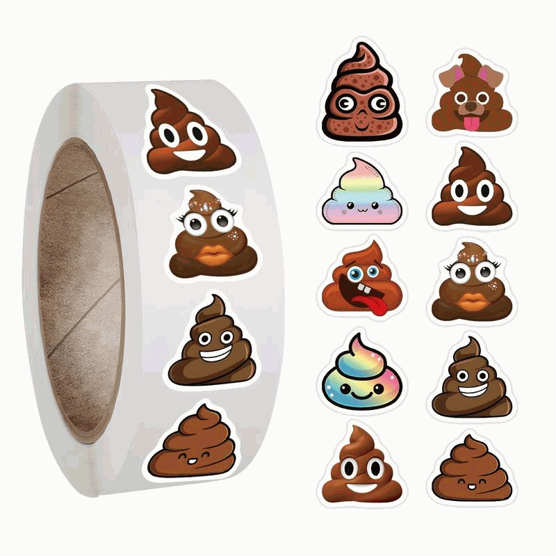 Rollo Pegatinas De Mierdas Cacas 2.5 Cm 500 Unidades