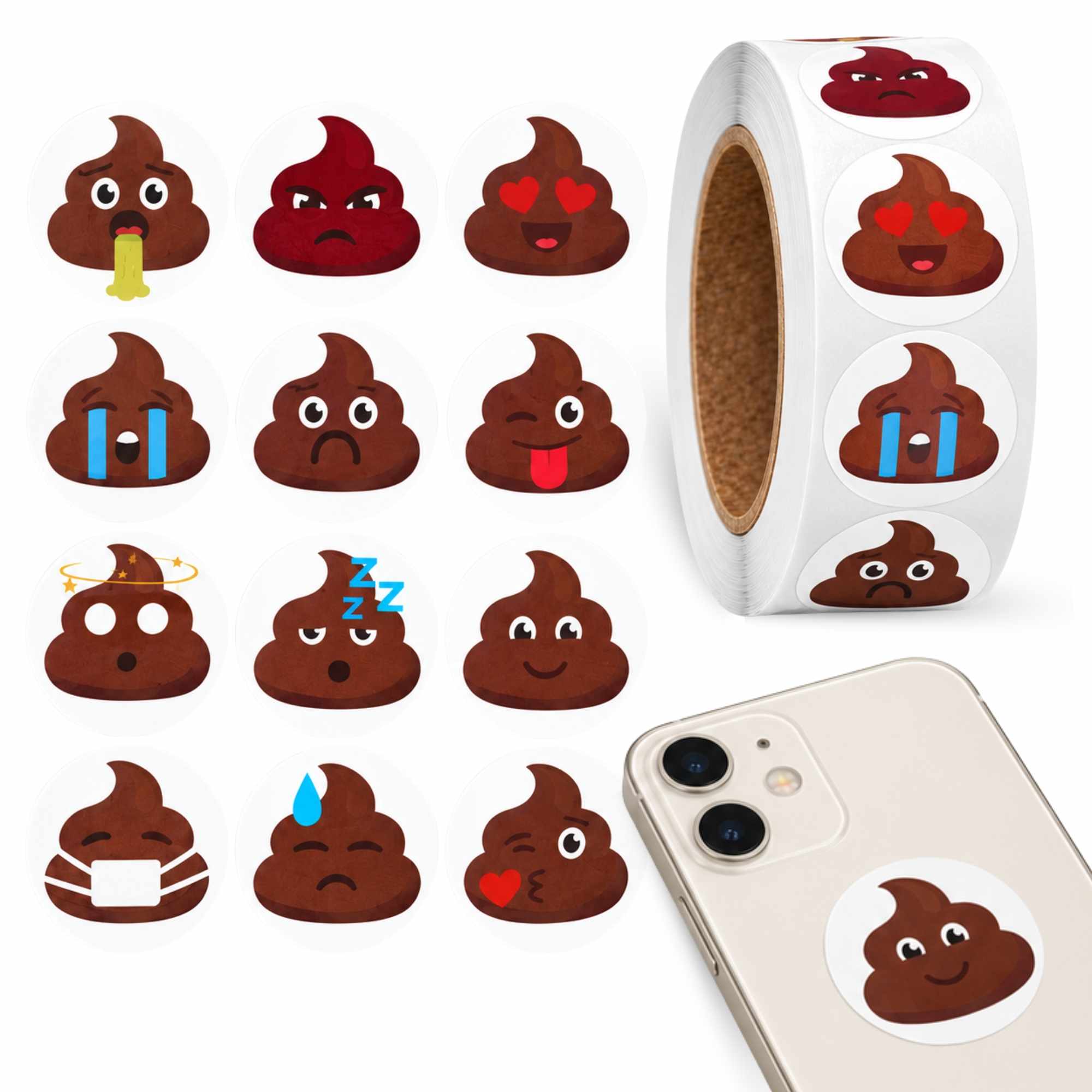 Rollo pegatinas de mierdas cacas 2.5 cm 500 unidades - imagen 1