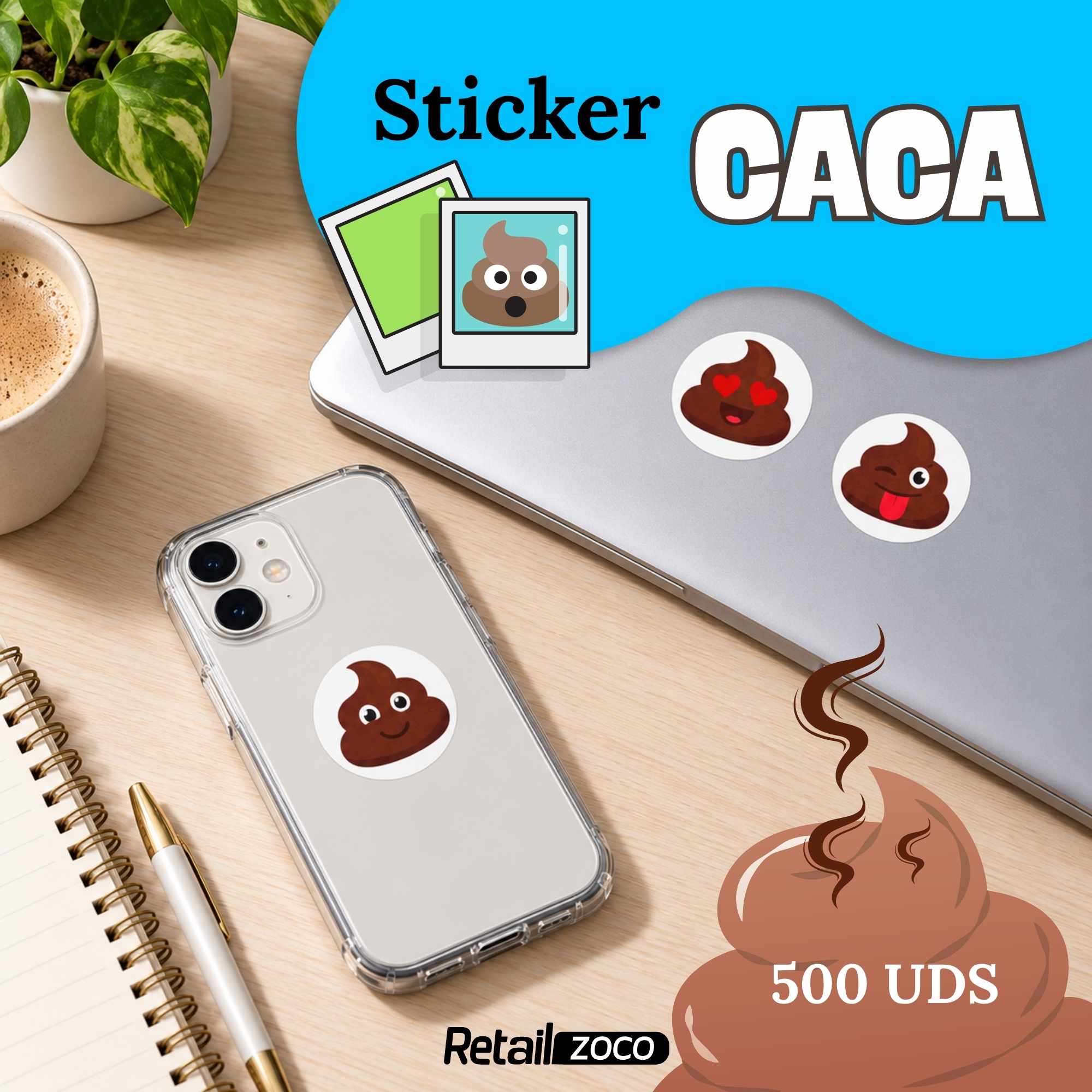 Rollo pegatinas de mierdas cacas 2.5 cm 500 unidades - imagen 2