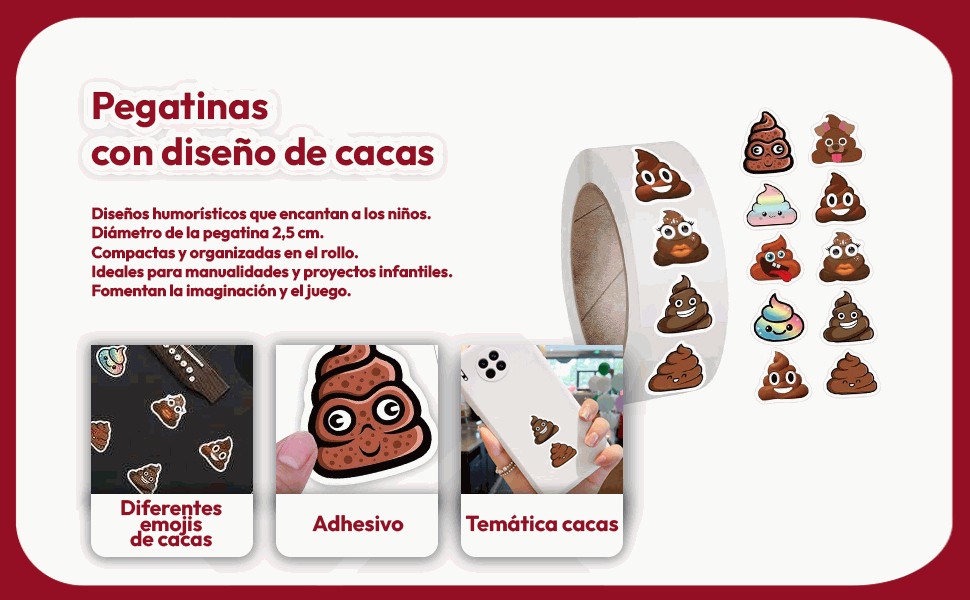 Banner - Rollo pegatinas de mierdas cacas 2.5 cm 500 unidades