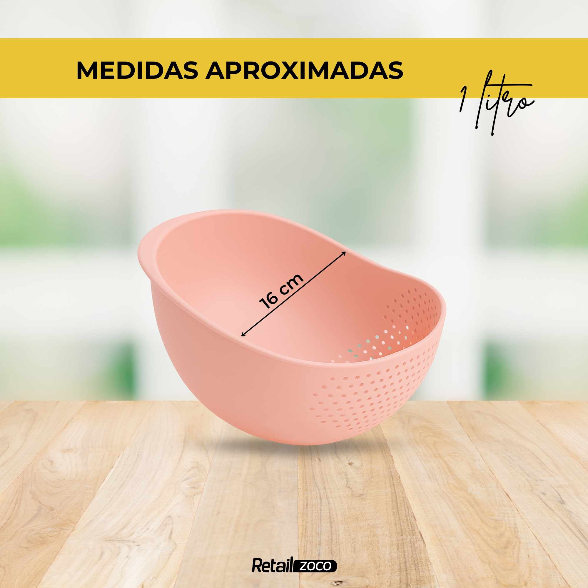 Colador para arroz y verduras de plástico rosa - imagen 3