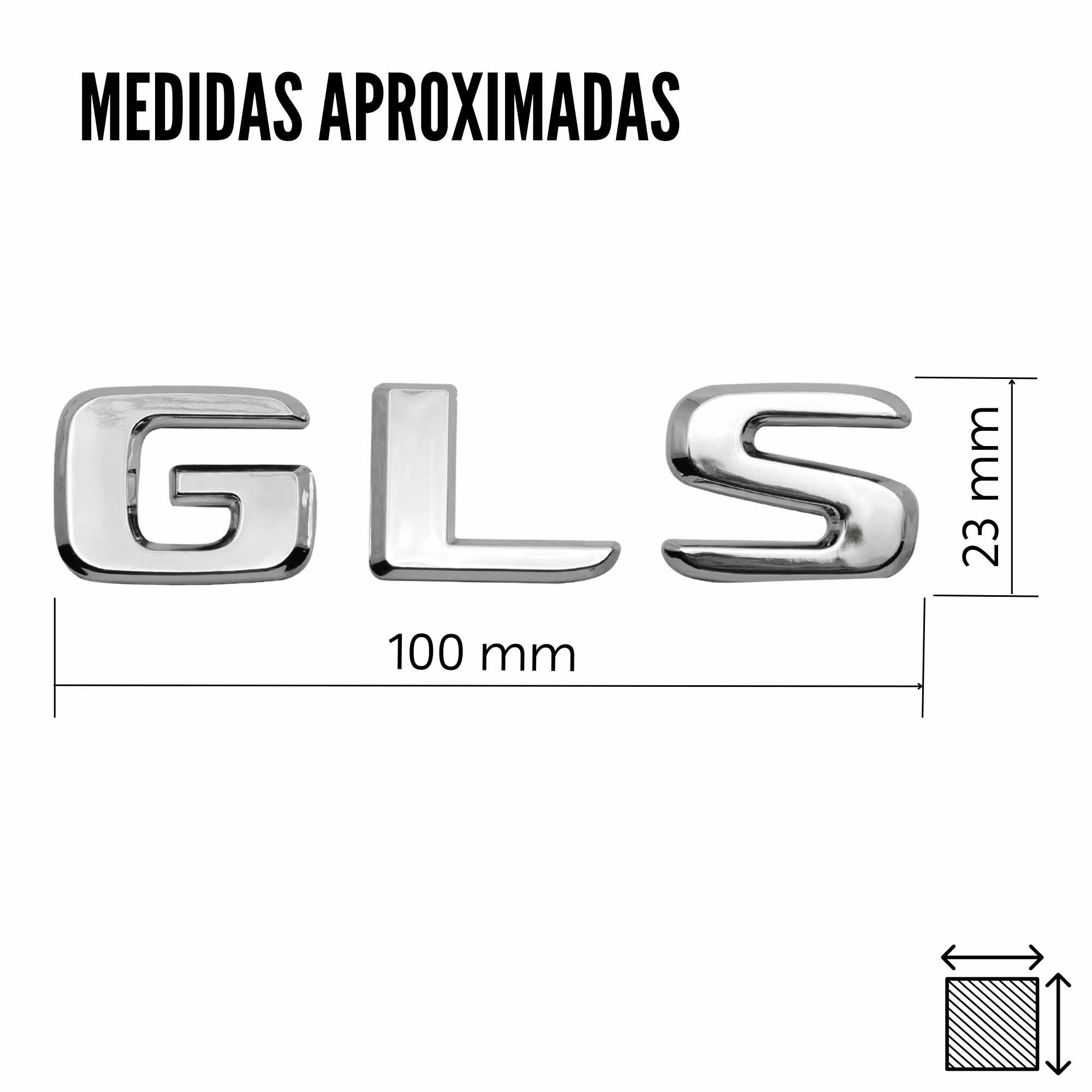 Emblema GLS adhesivo compatible con Mercedes Plateado Brillo - imagen 4