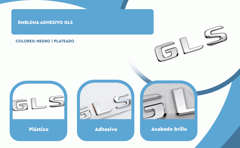 Banner - Emblema GLS adhesivo compatible con Mercedes Plateado Brillo