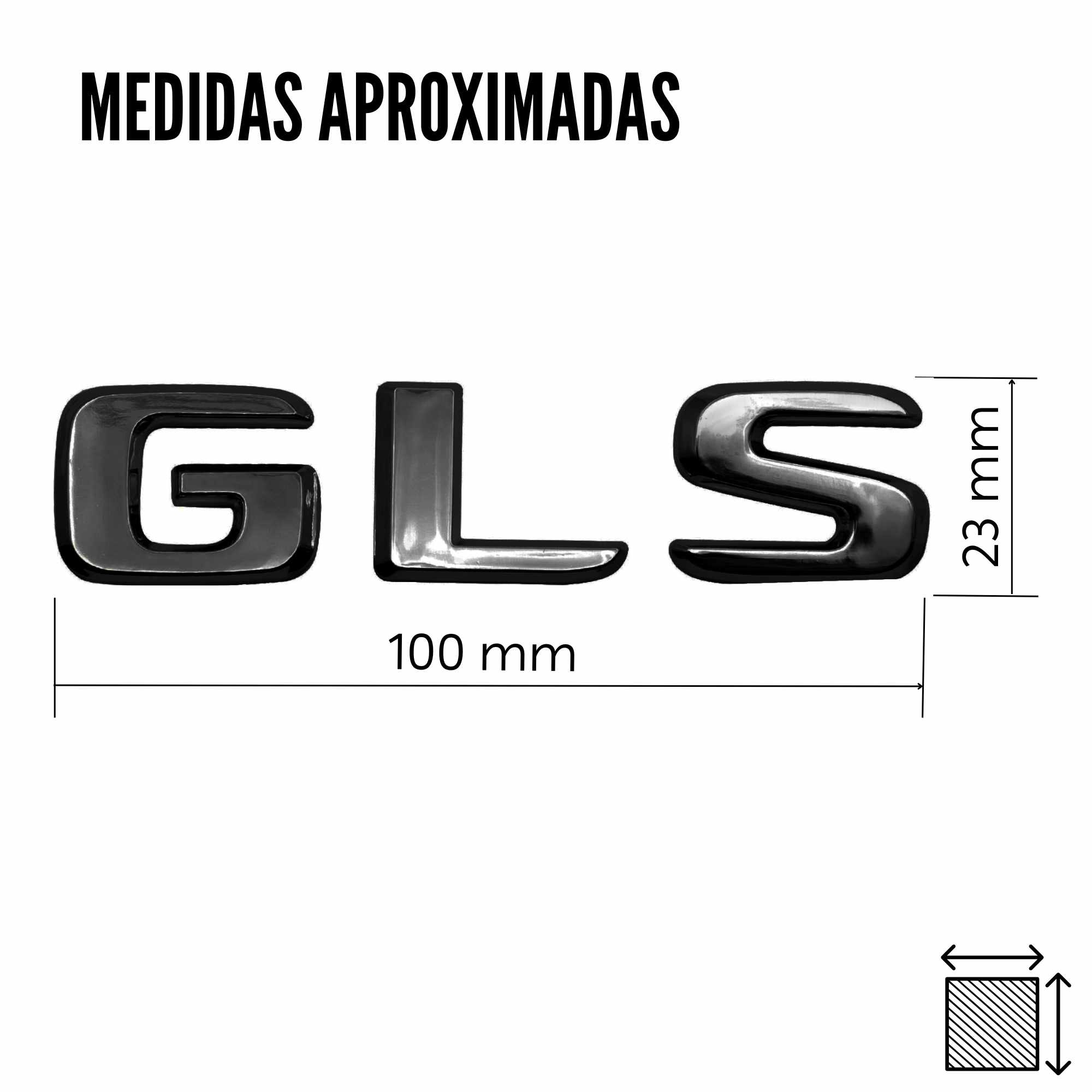 Emblema GLS adhesivo compatible con Mercedes Negro Brillo - imagen 4