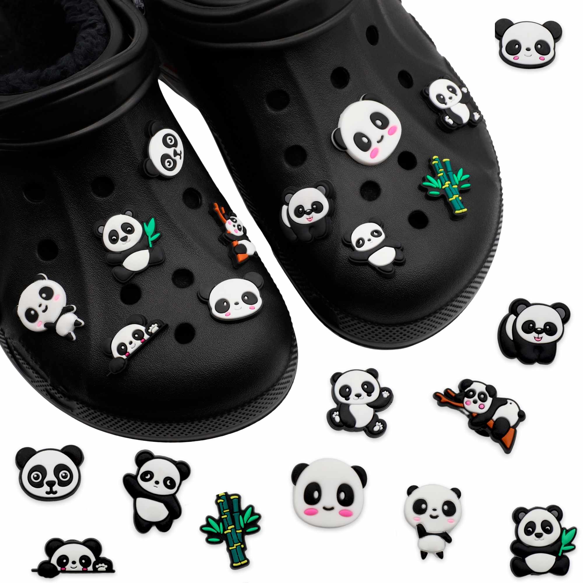 Pines Charms para crocs diseño Panda pack 11 uds