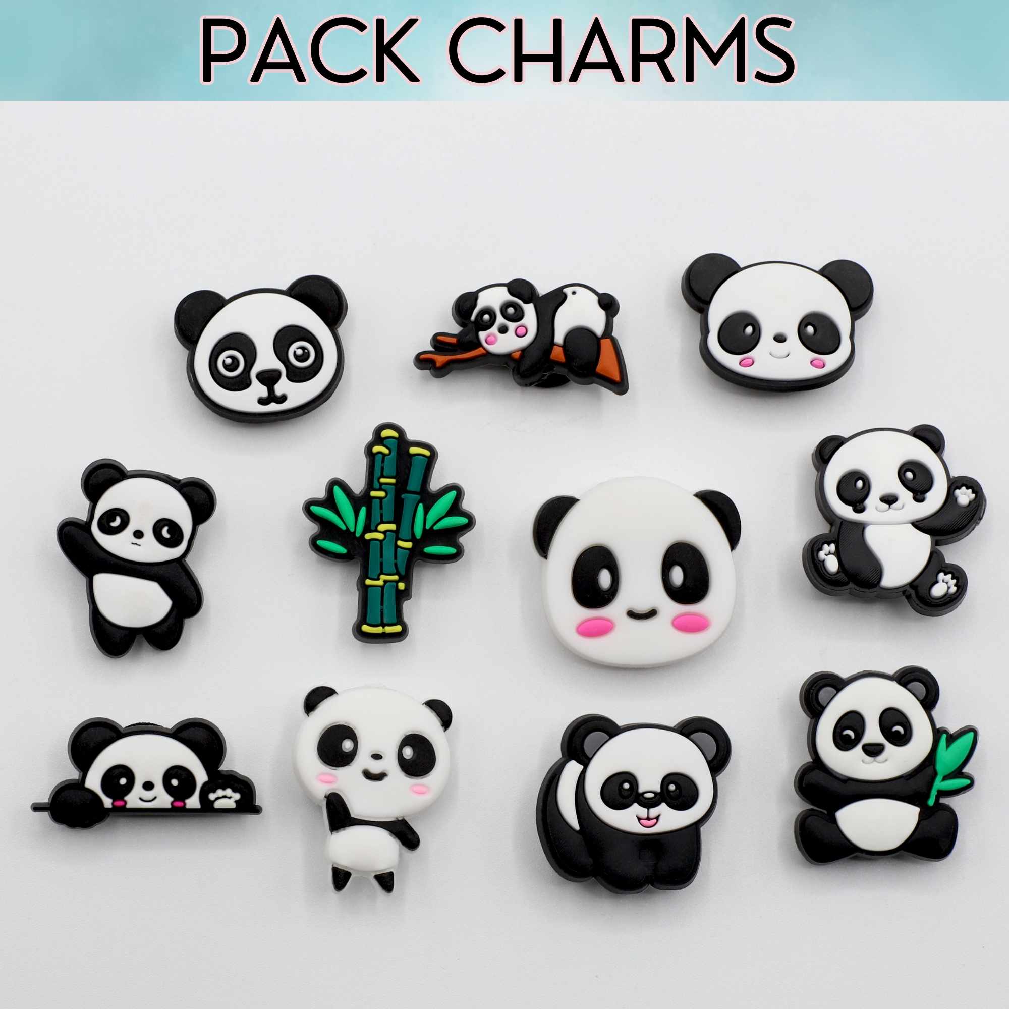 Pines Charms para crocs diseño Panda pack 11 uds - imagen 2
