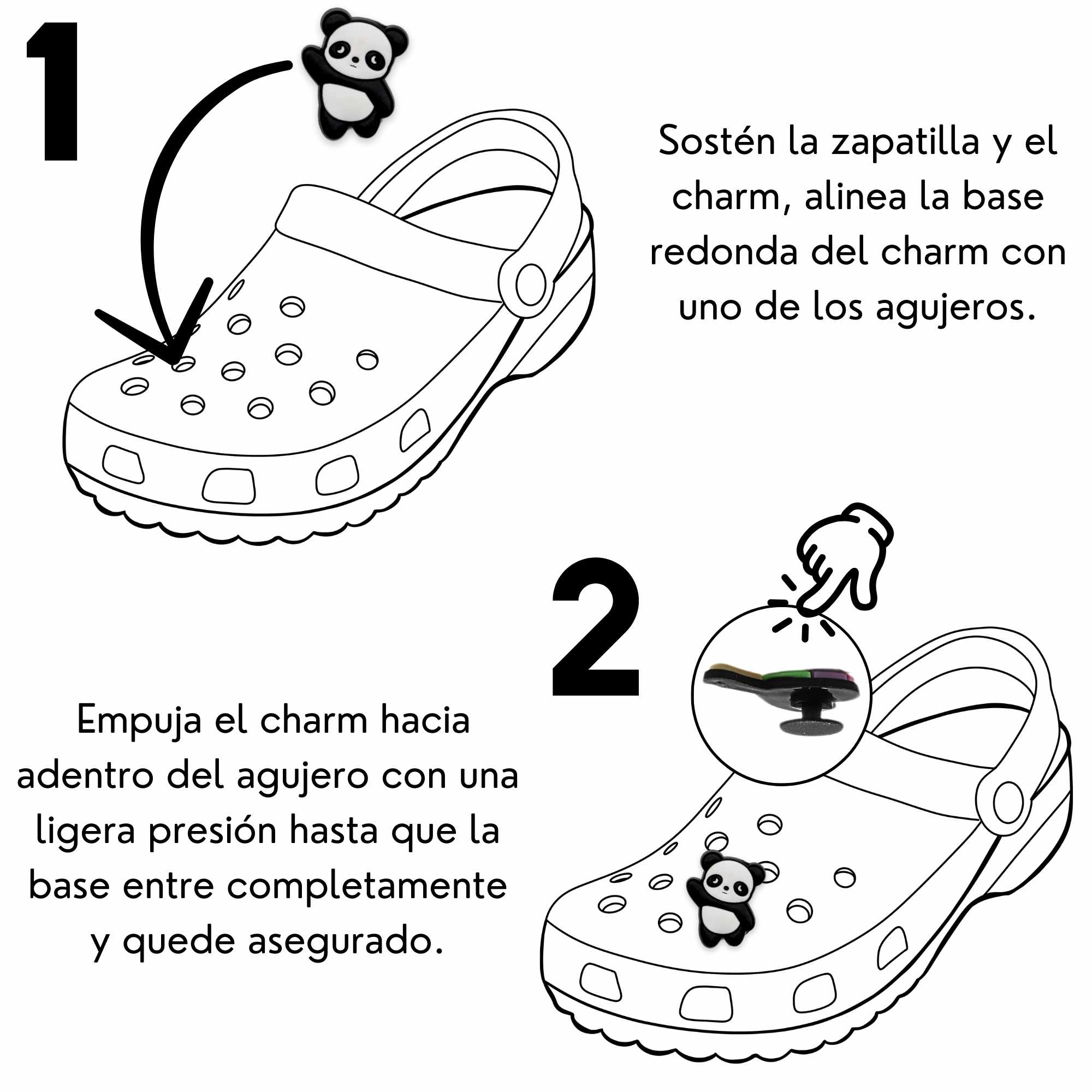 Pines Charms para crocs diseño Panda pack 11 uds - imagen 4