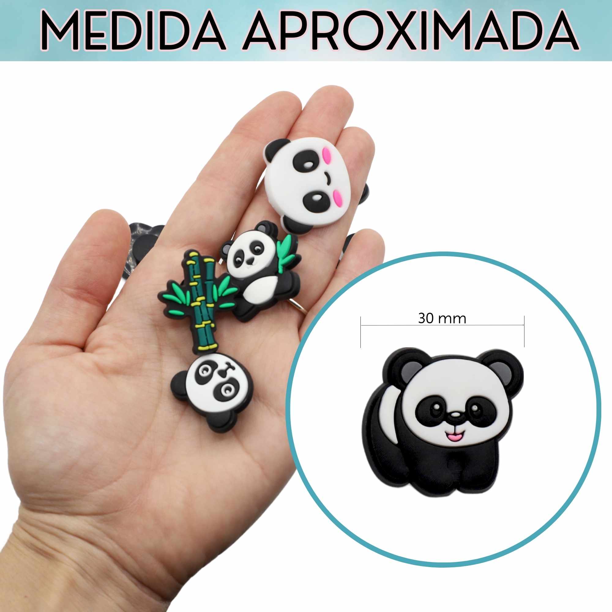 Pines Charms para crocs diseño Panda pack 11 uds - imagen 5