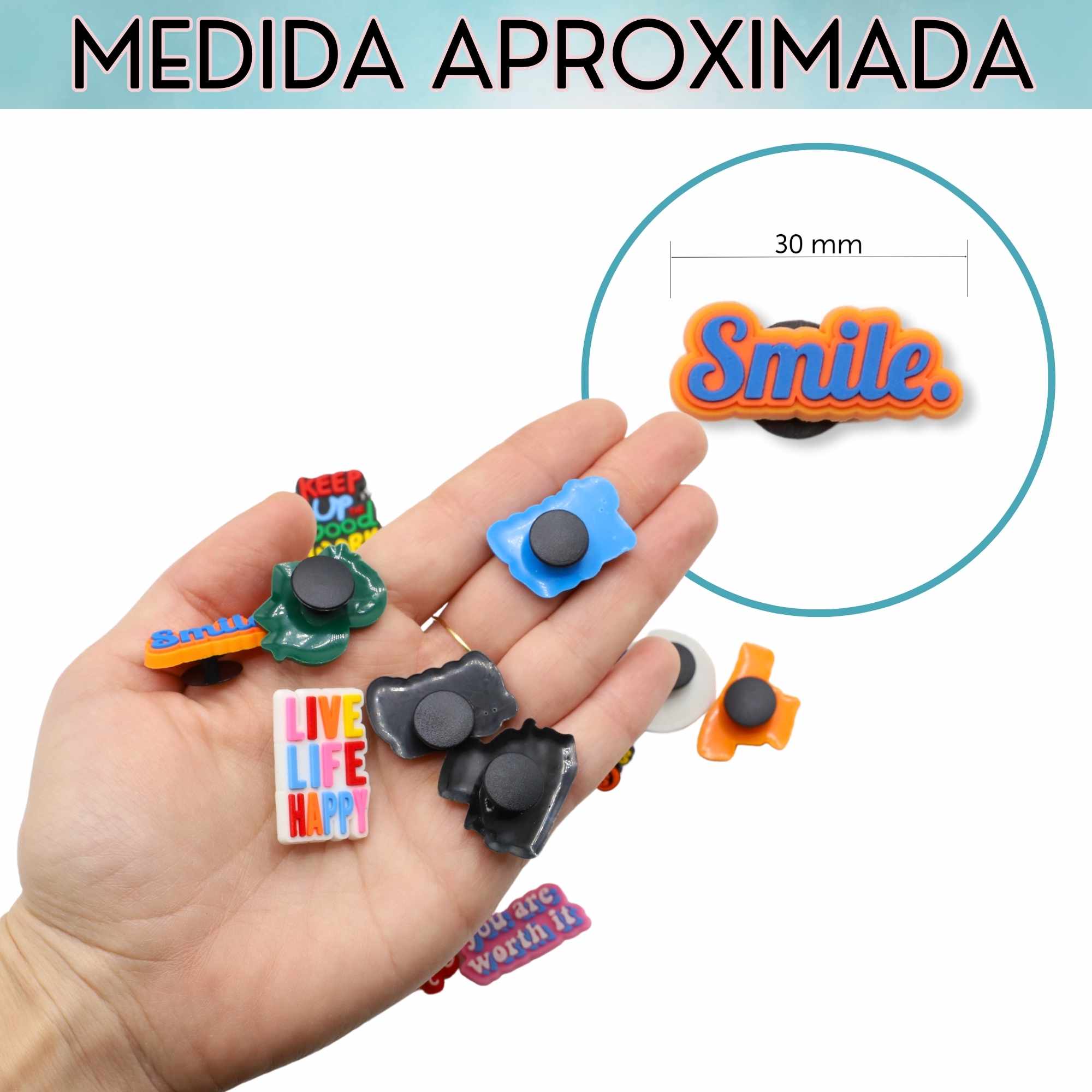 Pines Charms para crocs diseño frases en ingles 20 unidades - imagen 5