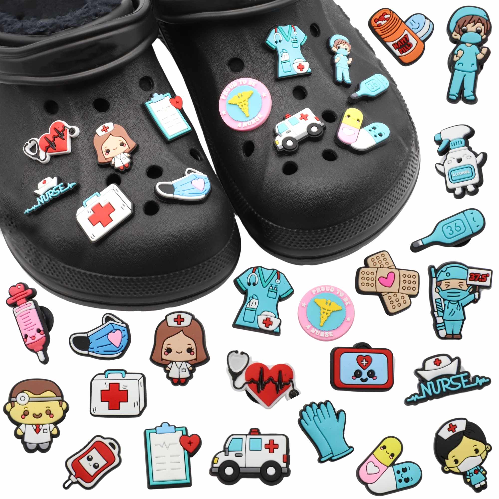 Pines Charms para crocs diseño enfermero enfermera 22 unidades