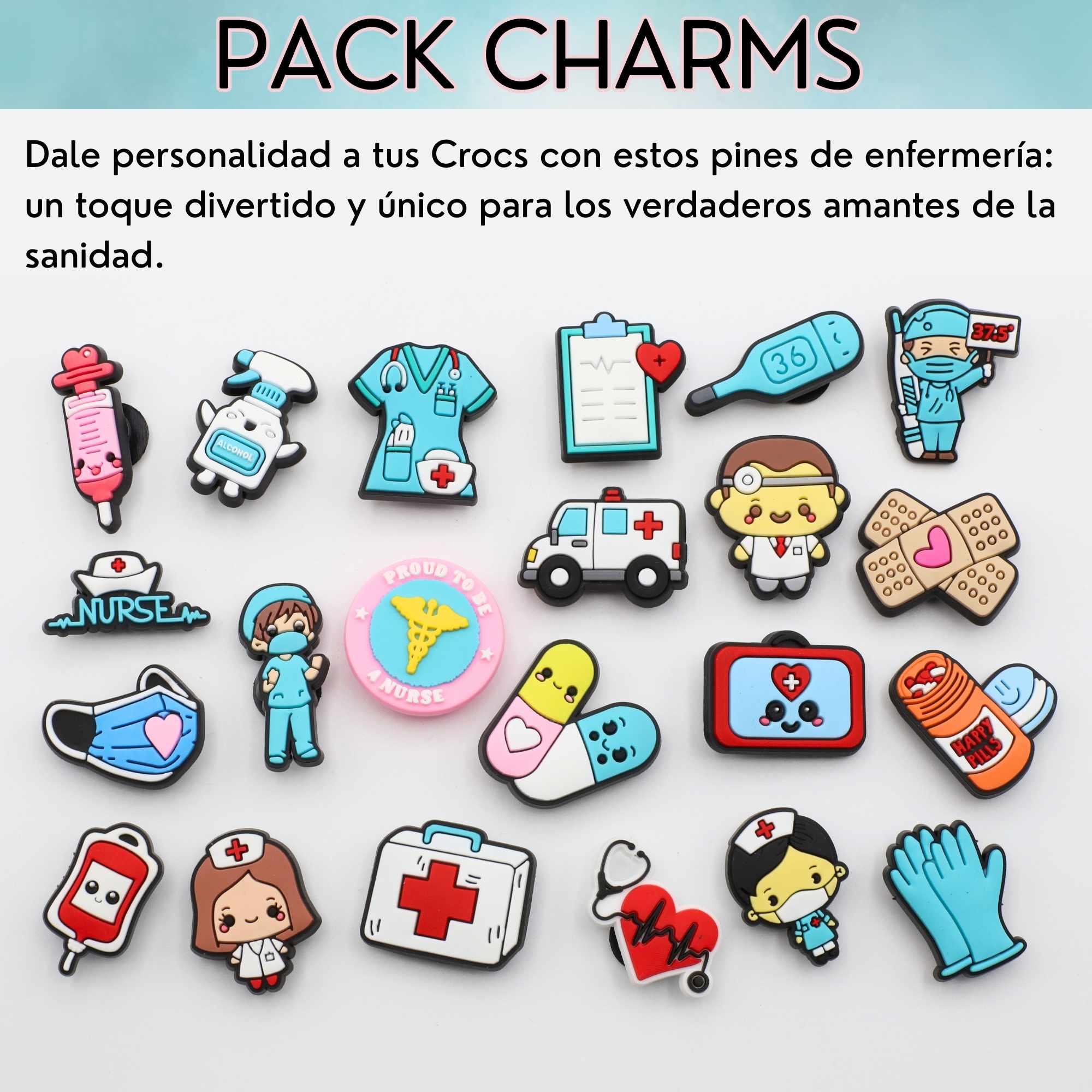 Pines Charms para crocs diseño enfermero enfermera 22 unidades - imagen 3