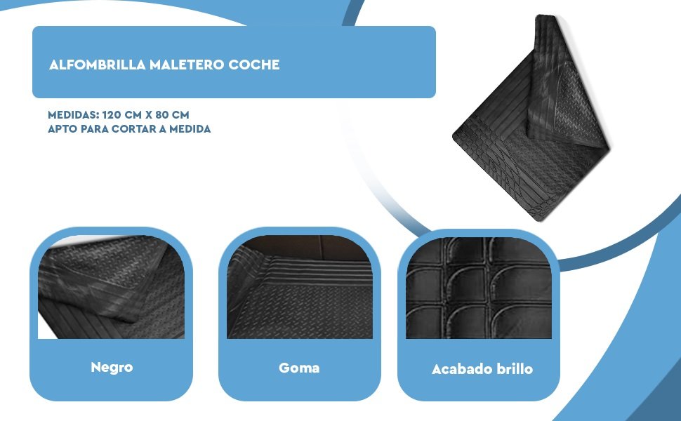 Banner - Alfombrilla maletero coche de Goma Universales negro 120 x 80 cm rectangular