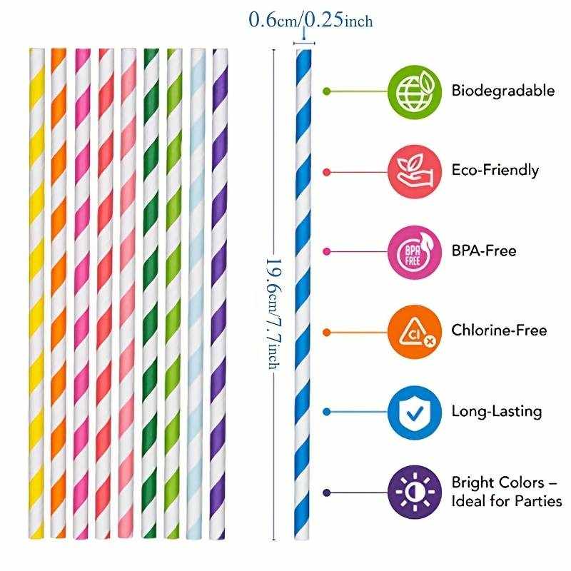 Pajitas de papel biodegradables 19.6 cm rayas multicolor pack 25 uds - imagen 5