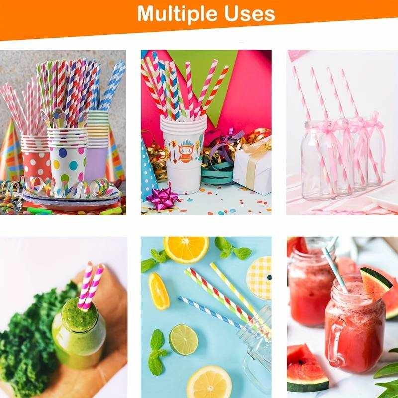Pajitas de papel biodegradables 19.6 cm rayas multicolor pack 25 uds - imagen 6