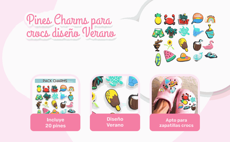 Banner - Pines Charms para crocs diseño verano 20 unidades