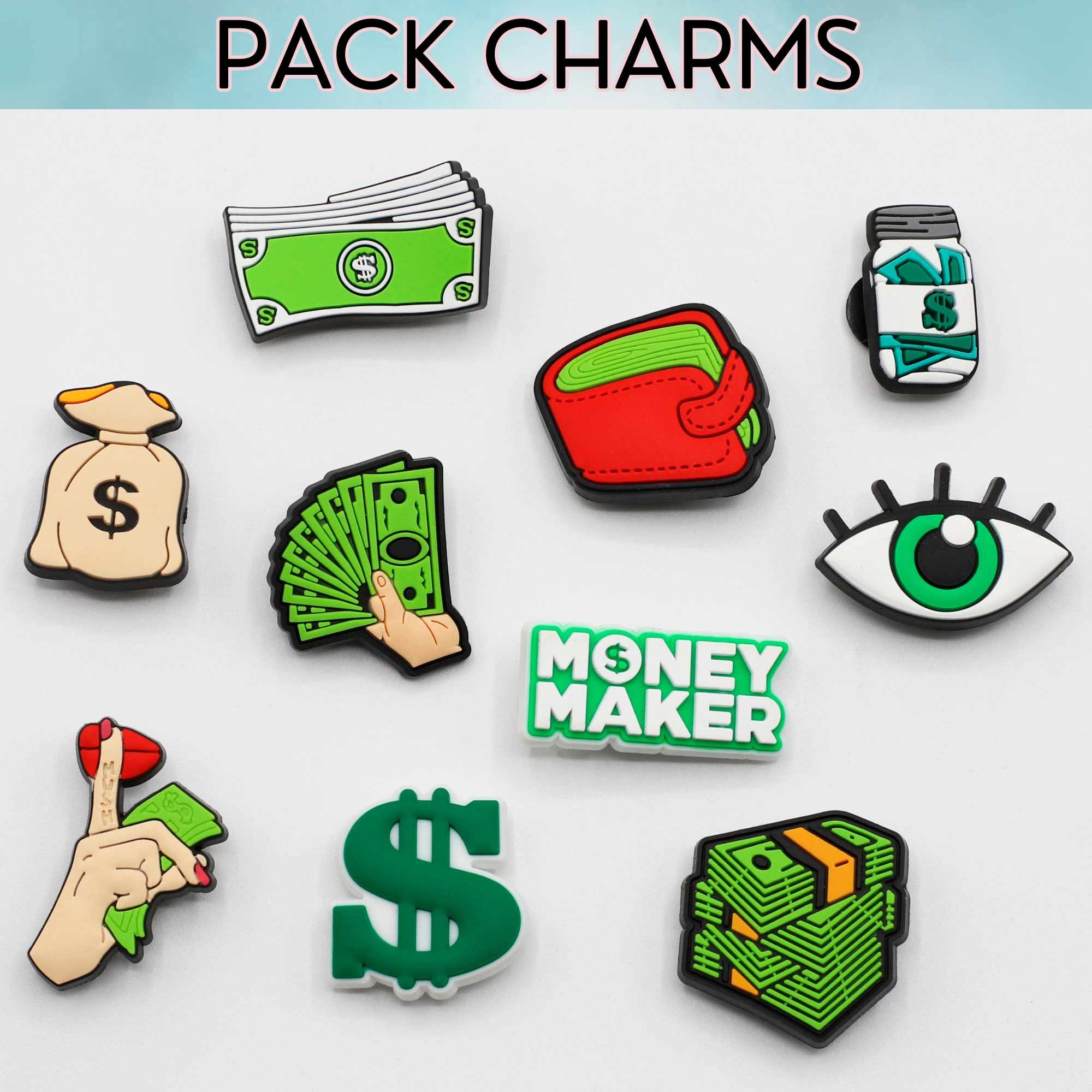 Pines Charms para crocs diseño dinero pack 10 uds - imagen 2