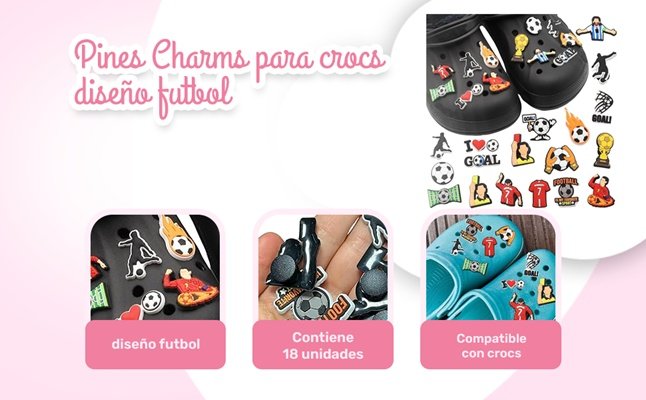 Banner - Pines Charms para crocs diseño futbol 18 unidades