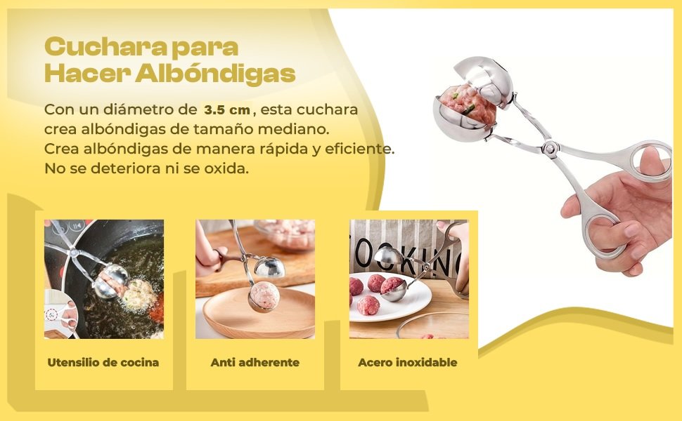 Banner - Cuchara para Hacer Albóndigas acero inoxidable 3.5 cm diámetro
