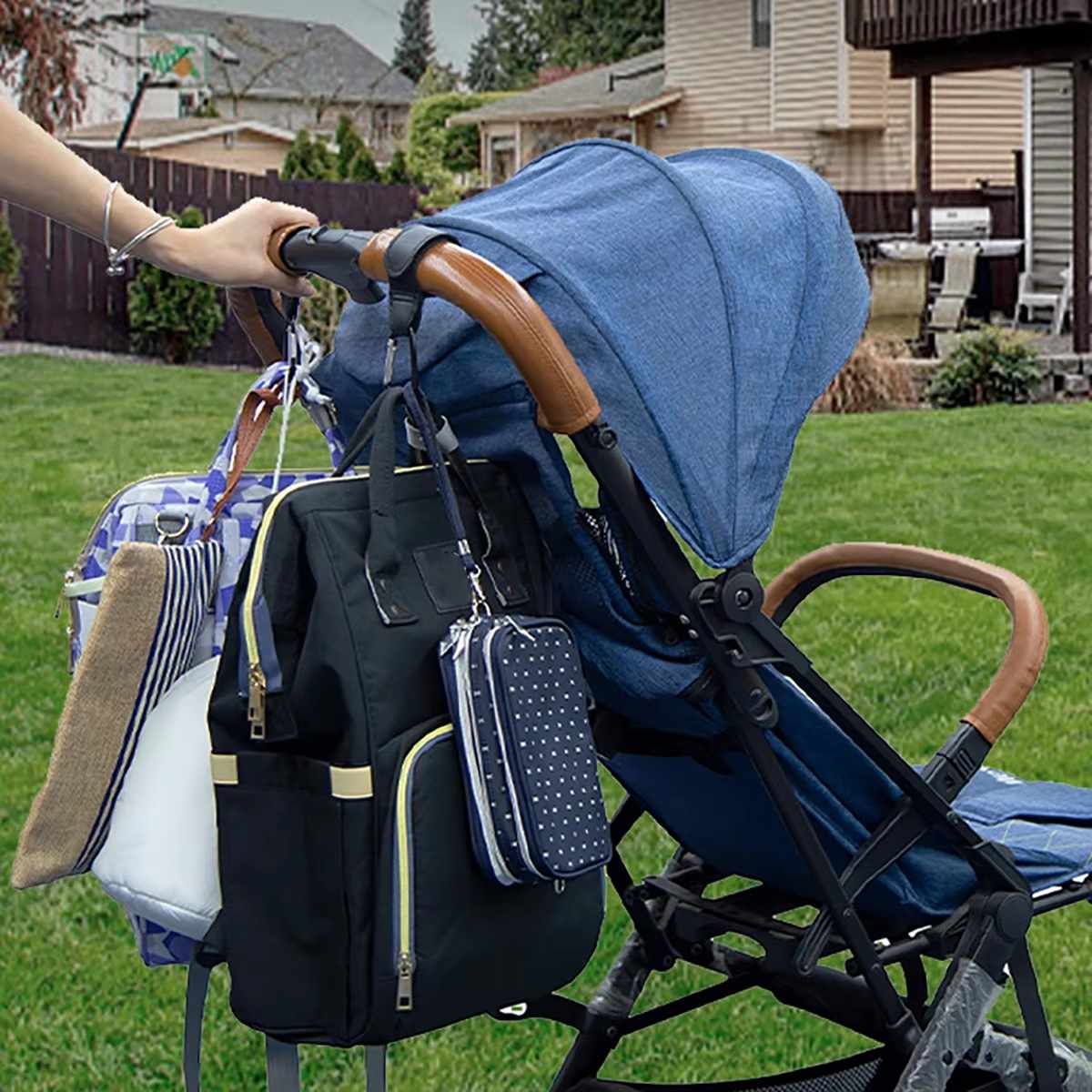 Ganchos Carrito de Bebé cuero sintético Multiusos Negro - imagen 4