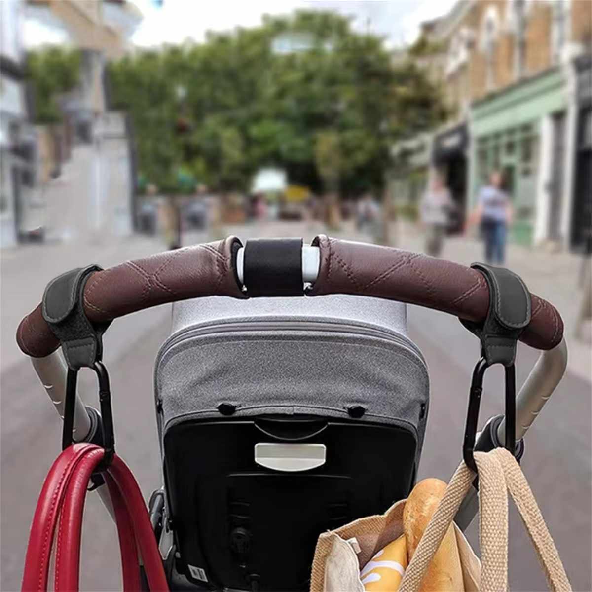 Ganchos Carrito de Bebé cuero sintético Multiusos Negro - imagen 5