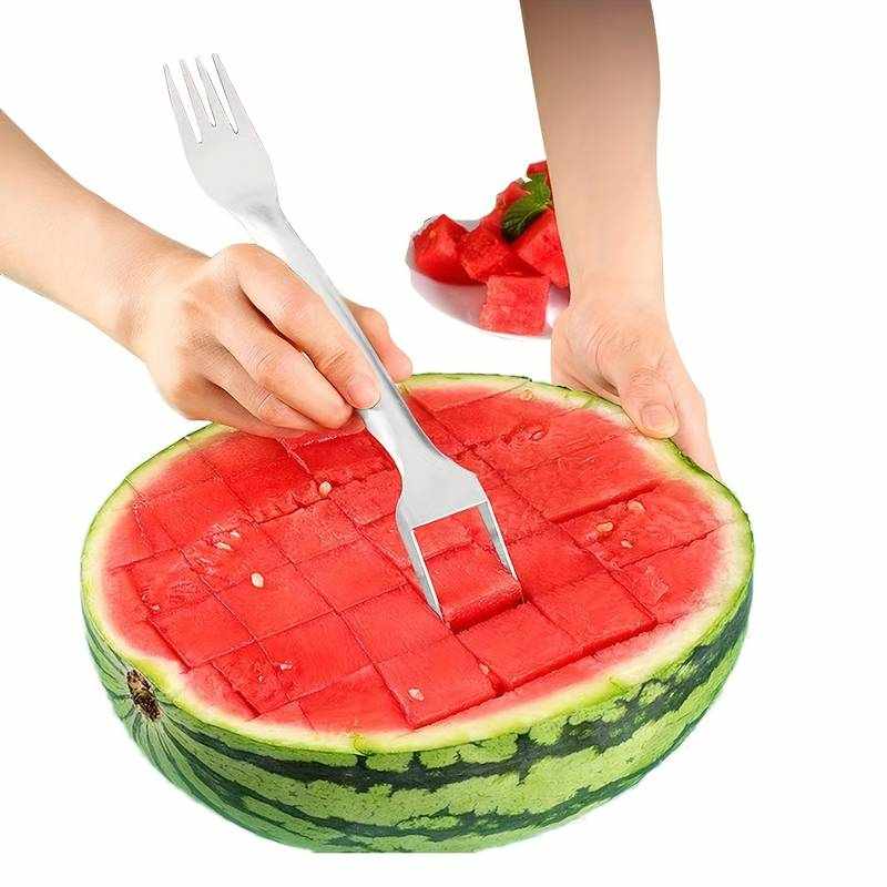 Cortador y Tenedor de Sandía de Acero Inoxidable - imagen 1
