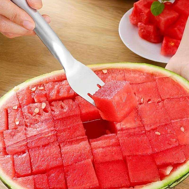 Cortador y Tenedor de Sandía de Acero Inoxidable - imagen 6