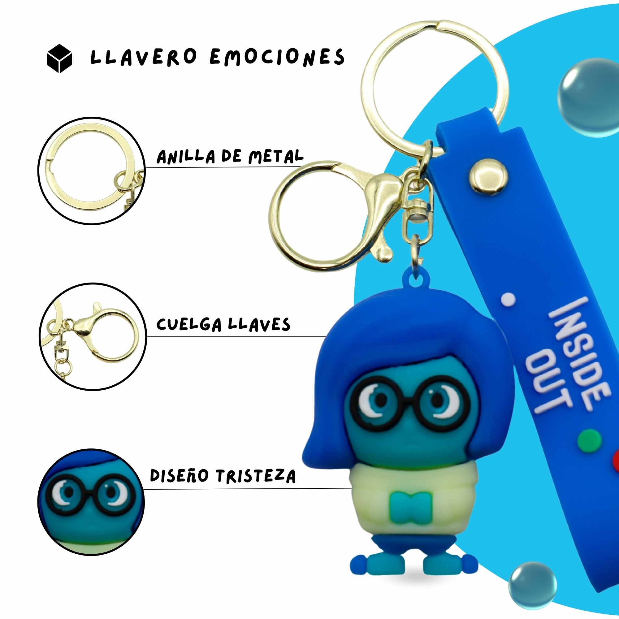 Llavero Inside Out personaje tristeza silicona - imagen 3