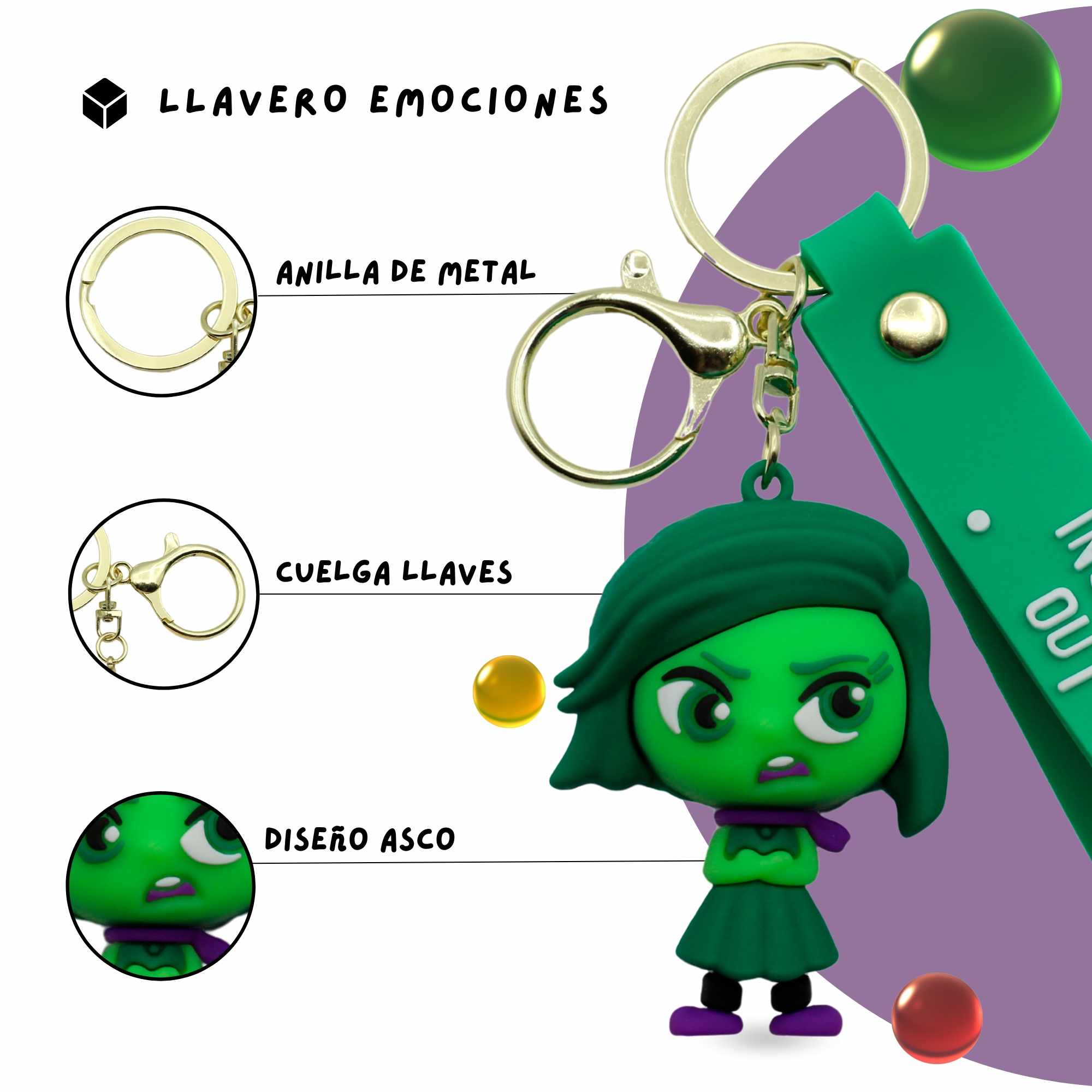 Llavero Inside Out personaje asco silicona - imagen 3