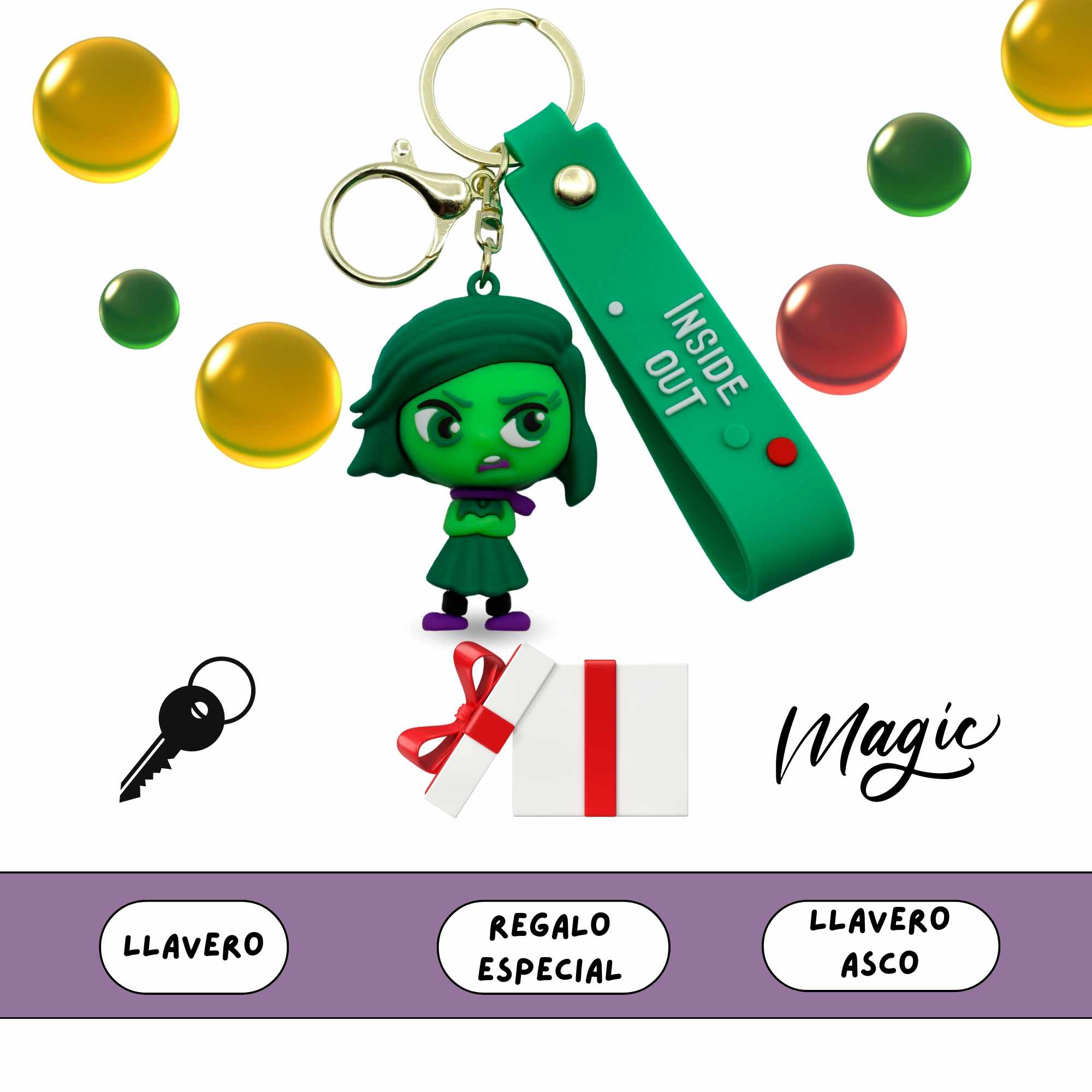 Llavero Inside Out personaje asco silicona - imagen 6