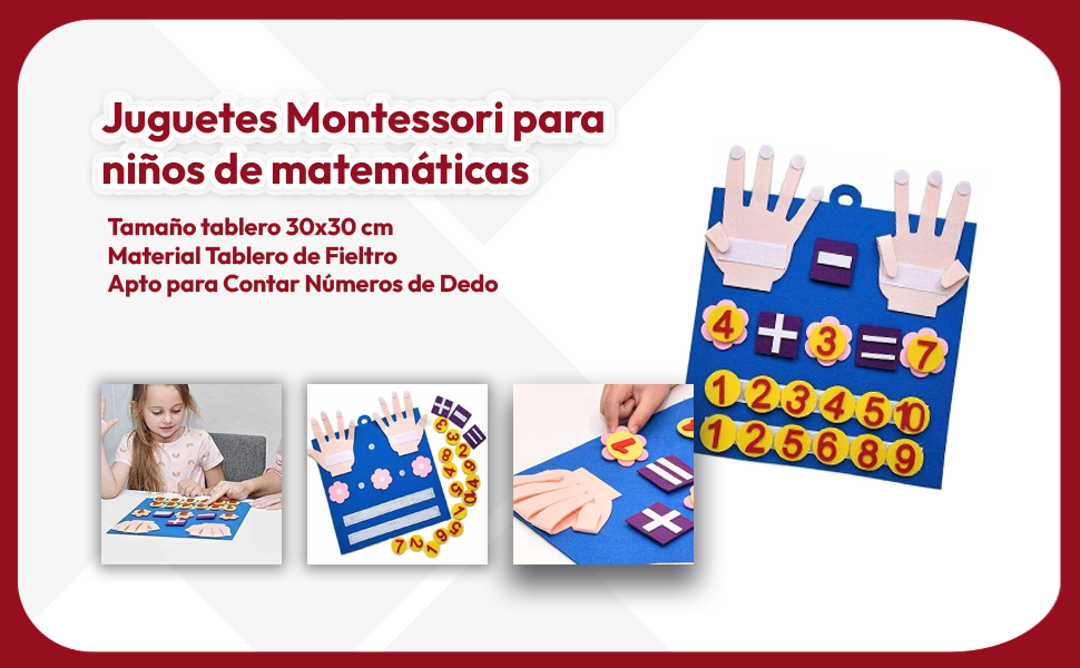Banner - Juguetes Montessori para niños de matemáticas tablero fieltro